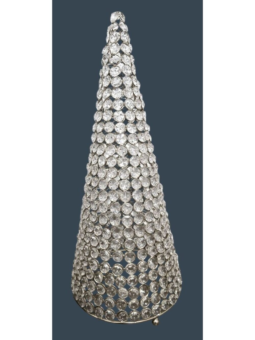 Crystal Cone Christmas Tree Tabletop Accent 18" Tall With Metal Wire Work